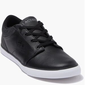 Lacoste Minzah Low-Profile Black Faux-Leather Sneakers